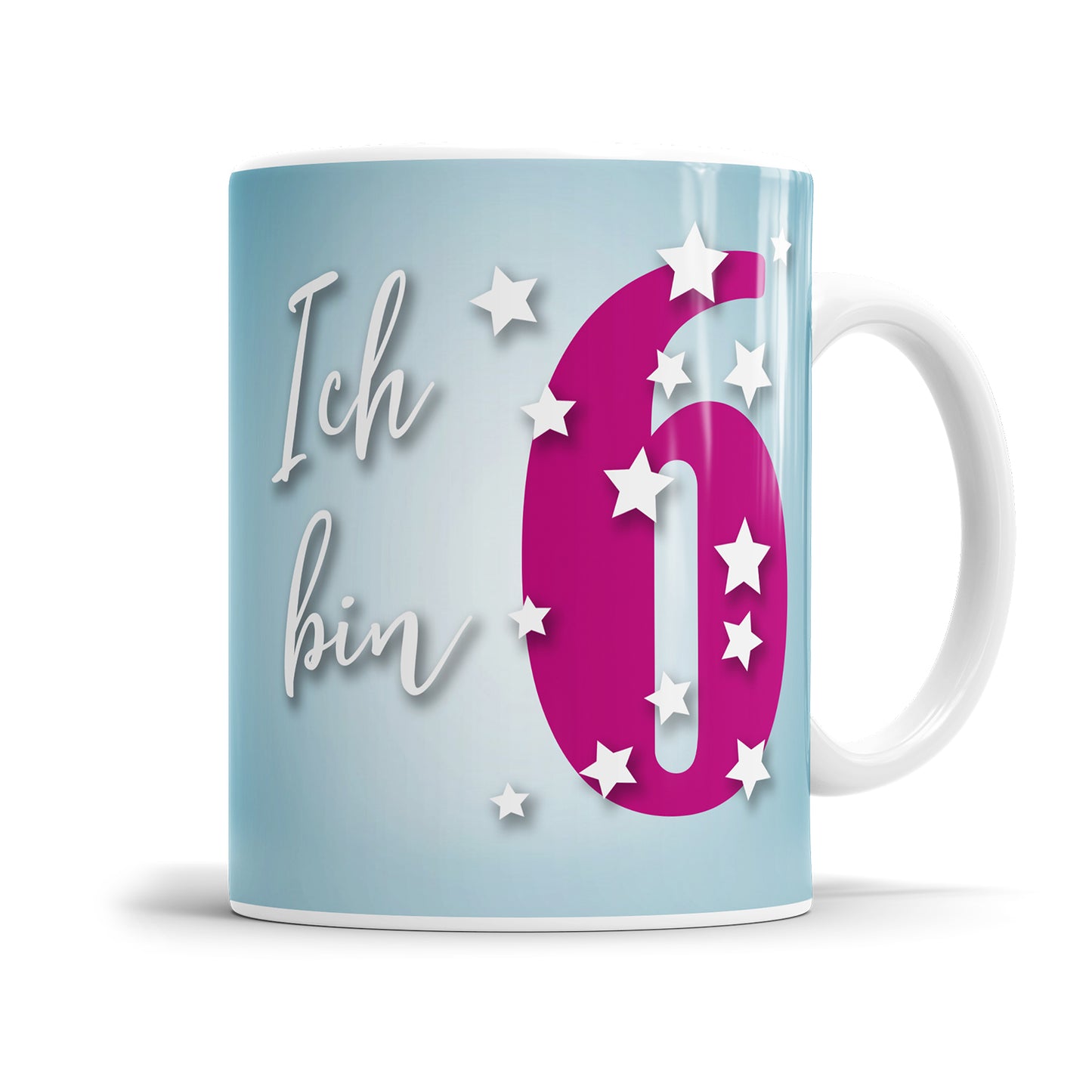 Ich bin 6 Sterne mit pinker großer 6 Tasse Geburtstag Fulima