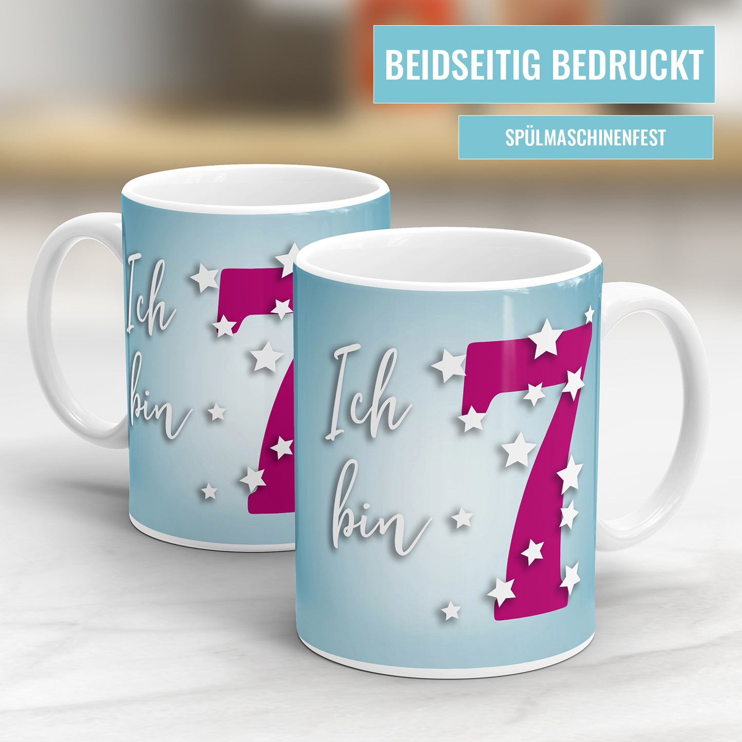 Ich bin 7 Sterne mit pinker großer 7 Tasse Geburtstag