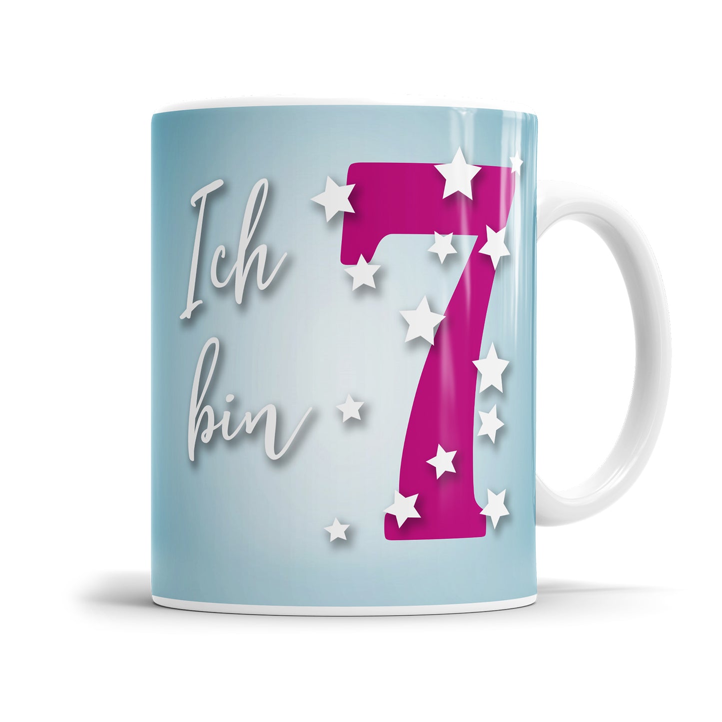 Ich bin 7 Sterne mit pinker großer 7 Tasse Geburtstag