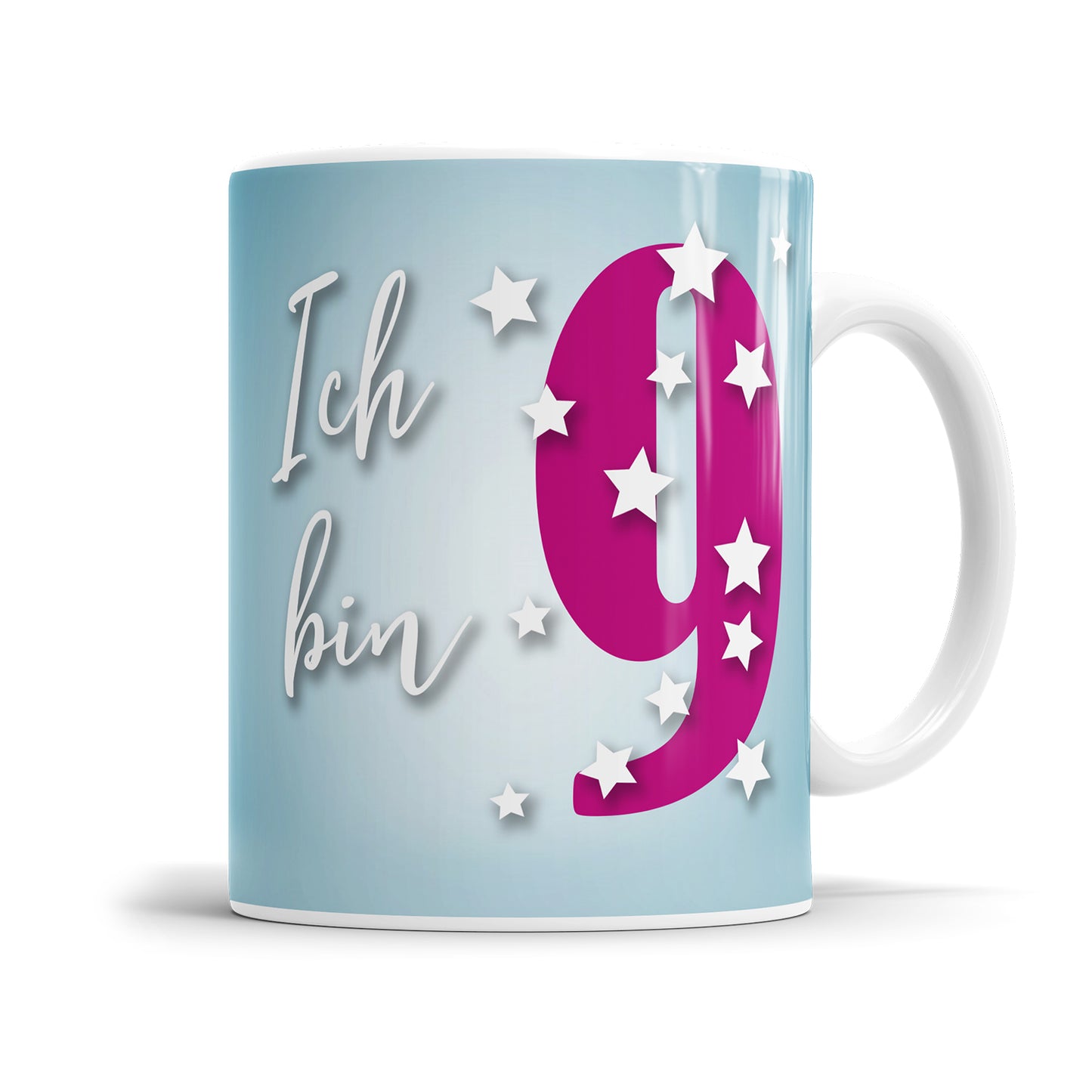 Ich bin 9 Sterne mit pinker großer 9 Tasse Geburtstag