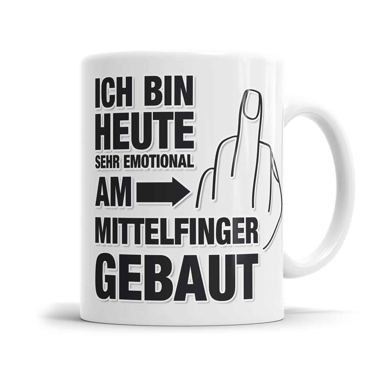 Lustige Tasse - "Ich bin heute sehr emotional am Mittelfinger gebaut" - Geschenkidee - Fulima