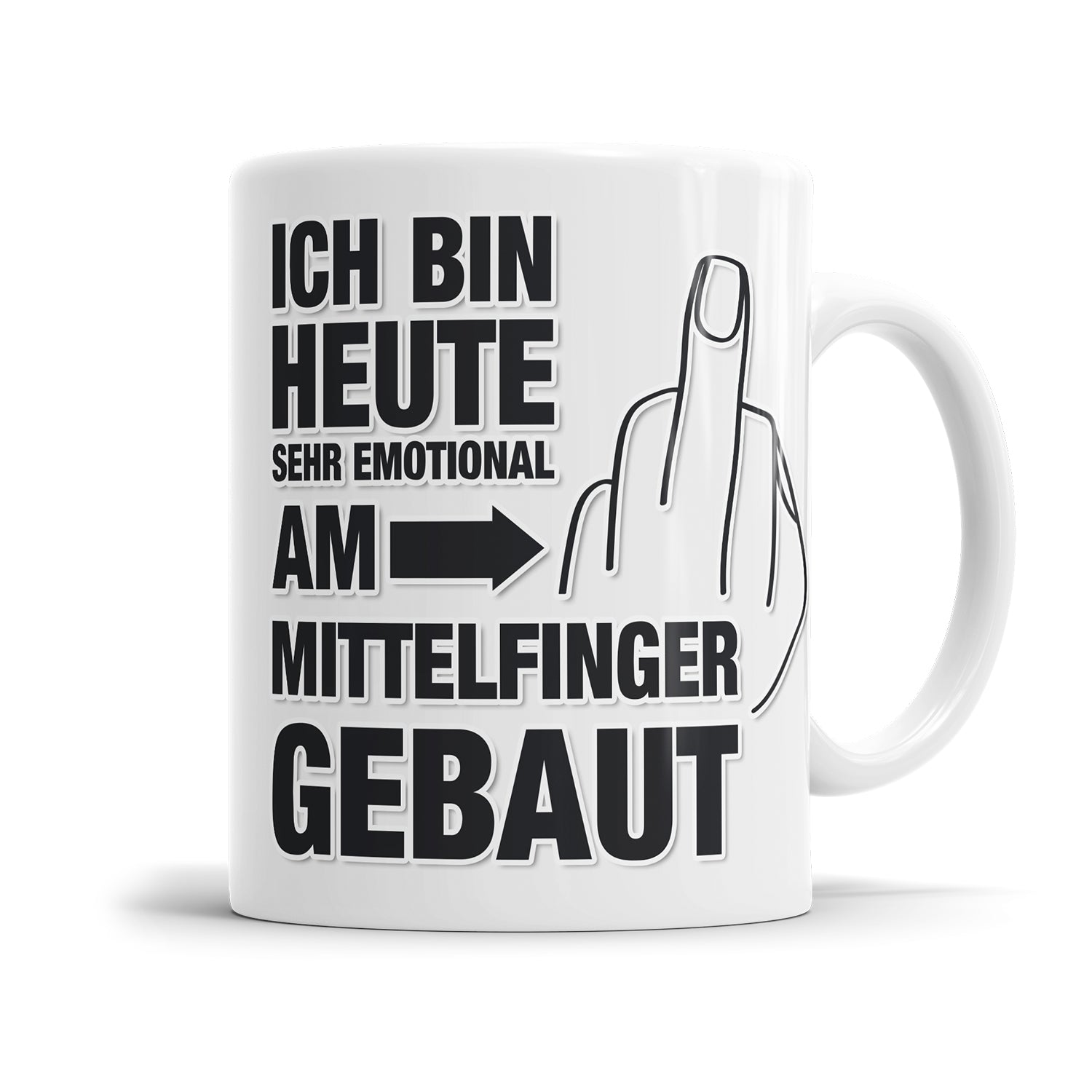 Lustige Tasse - "Ich bin heute sehr emotional am Mittelfinger gebaut" - Geschenkidee - Fulima