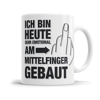 Lustige Tasse - "Ich bin heute sehr emotional am Mittelfinger gebaut" - Geschenkidee - Fulima