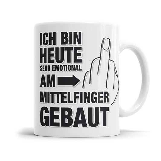 Lustige Tasse - "Ich bin heute sehr emotional am Mittelfinger gebaut" - Geschenkidee - Fulima