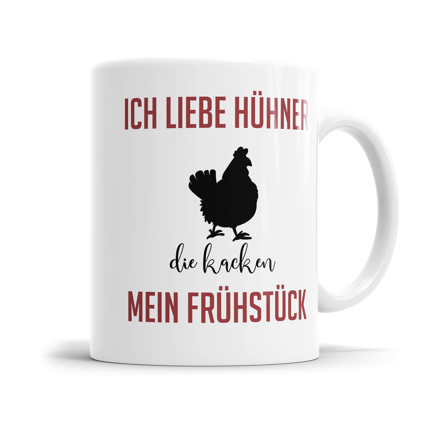 Lustige Tasse mit Spruch - "Ich liebe Hühner, die kacken mein Frühstück" - Geschenkidee - Fulima