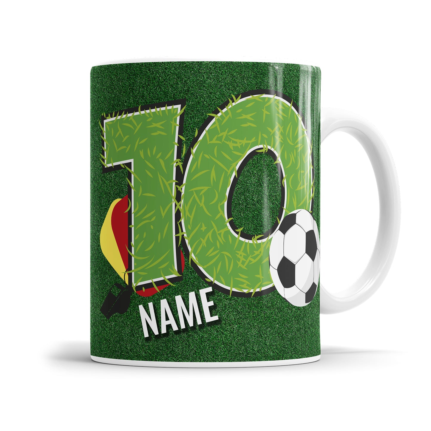 Ich bin 10 Fußball personalisiert mit Name Tasse 10. Geburtstag
