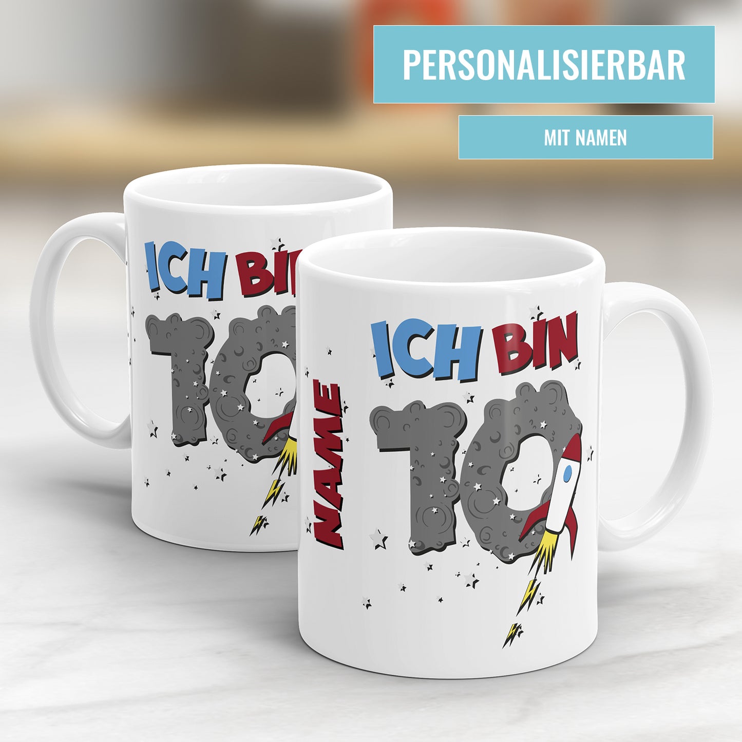 Ich bin 10 Weltraum Rakete Sterne personalisiert mit Name 10. Geburtstag