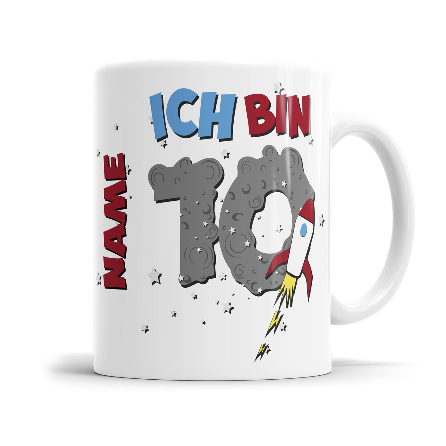Ich bin 10 Weltraum Rakete Sterne personalisiert mit Name 10. Geburtstag