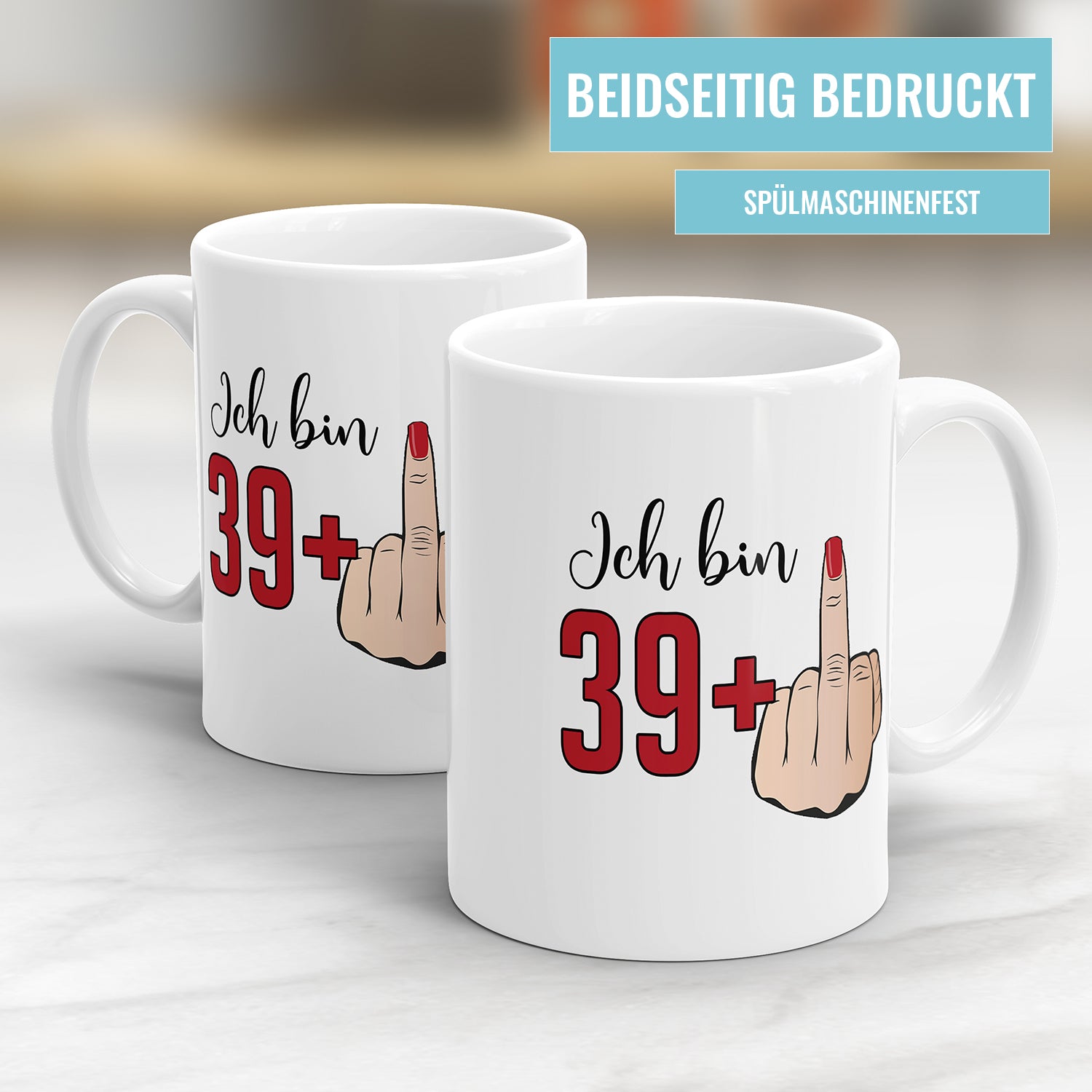 Ich bin 39 plus Mittelfinger 40 Geburtstag Damen Geschenk Tasse Fulima