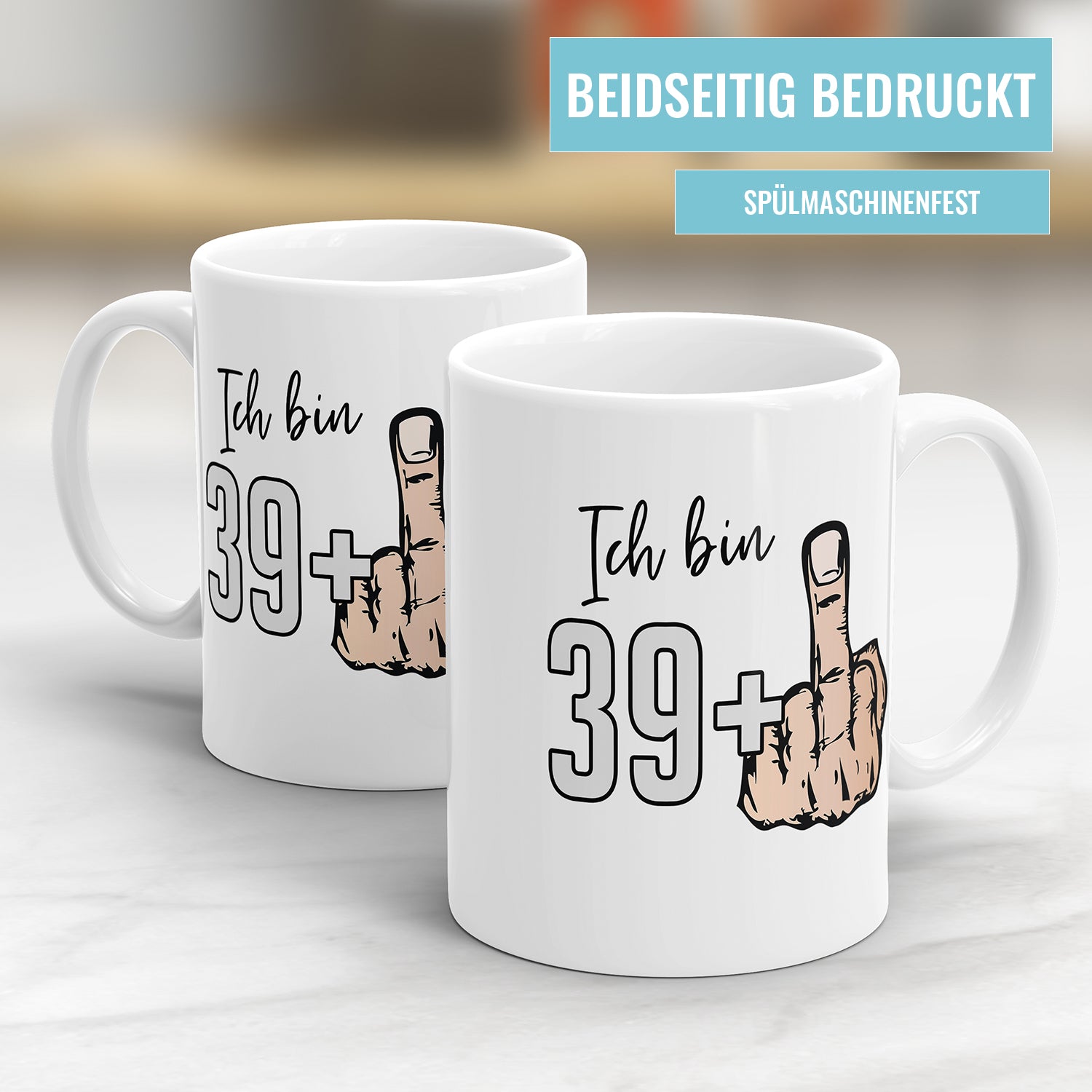 Ich bin 39 plus Mittelfinger 40 Geburtstag Herren Geschenk Tasse Fulima