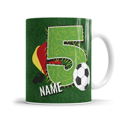 Ich bin 5 Fußball personalisiert mit Name Tasse 5. Geburtstag