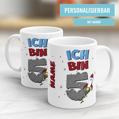 Ich bin 5 Weltraum Rakete Sterne personalisiert mit Name 5. Geburtstag