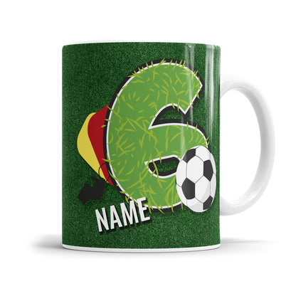 Ich bin 6 Fußball personalisiert mit Name Tasse 6. Geburtstag