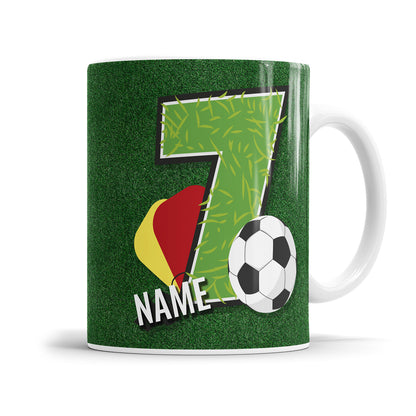 Ich bin 7 Fußball personalisiert mit Name Tasse 7. Geburtstag