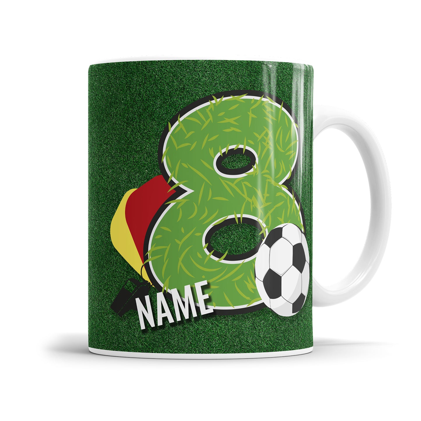 Ich bin 8 Fußball personalisiert mit Name Tasse 8. Geburtstag
