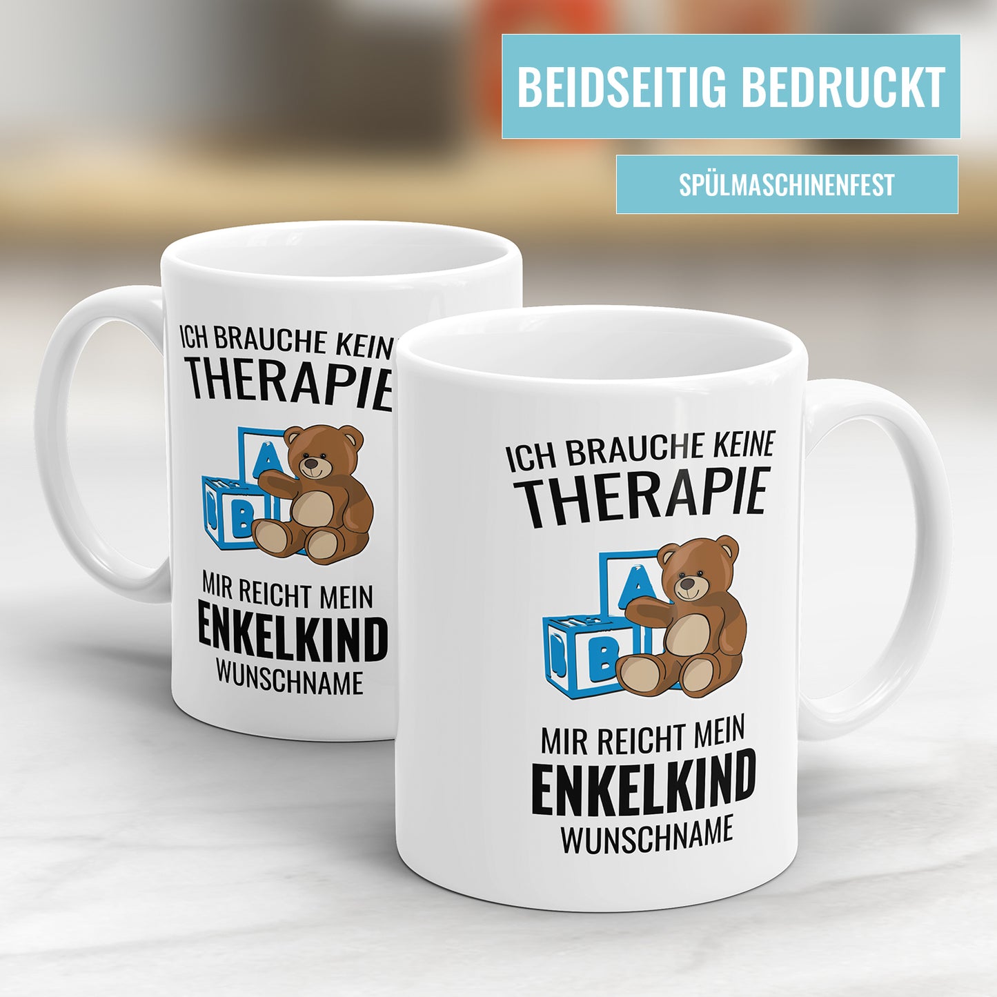 Ich brauche keine Therapie mir reicht mein Enkelkind - Oma und Opa Tasse - Fulima