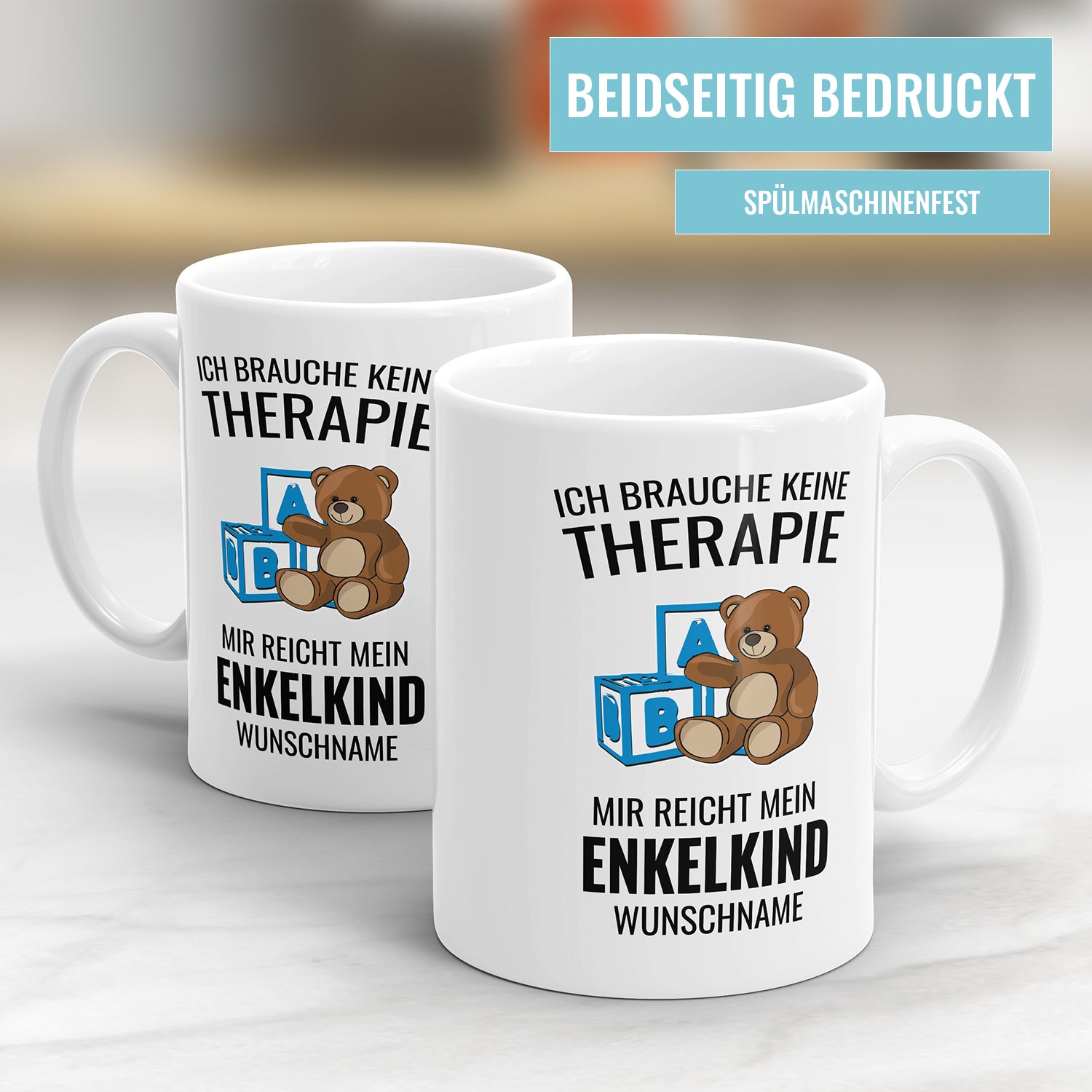 Ich brauche keine Therapie mir reicht mein Enkelkind - Oma und Opa Tasse - Fulima