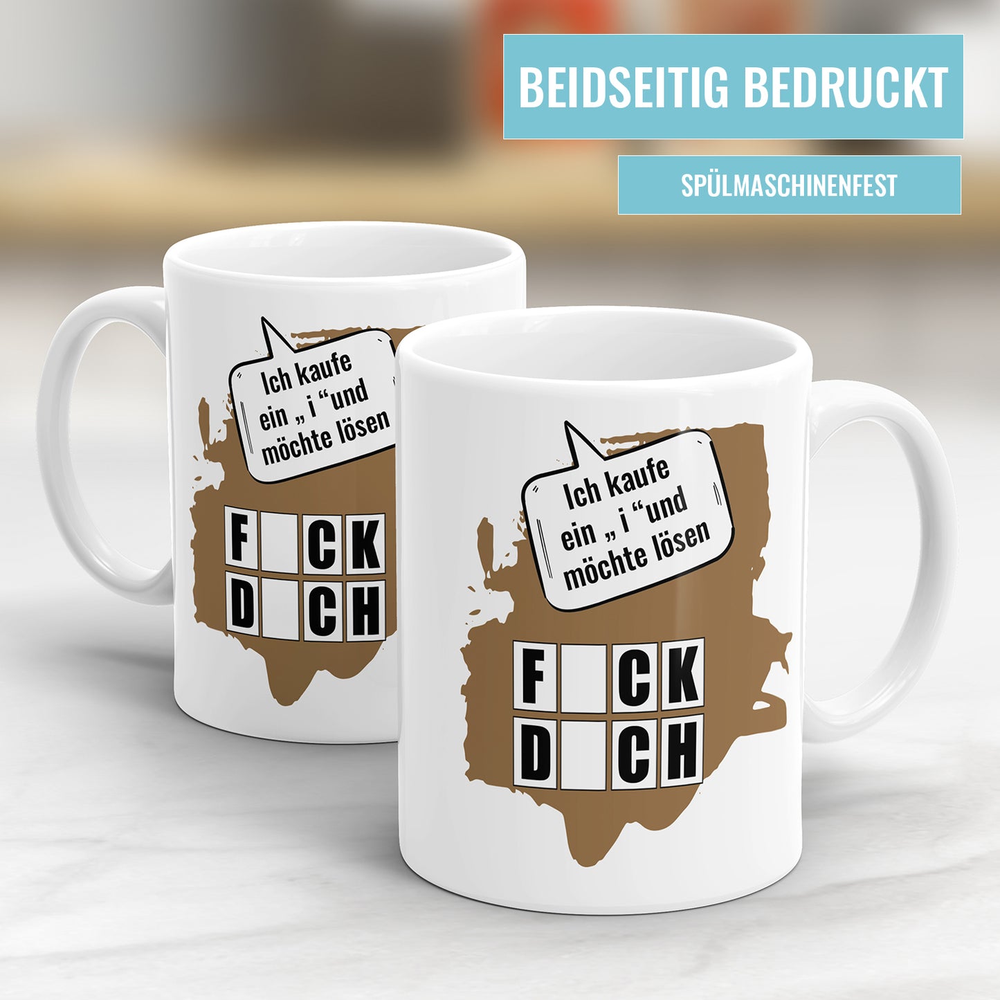 Tasse mit Spruch Ich kaufe ein i und möchte lösen