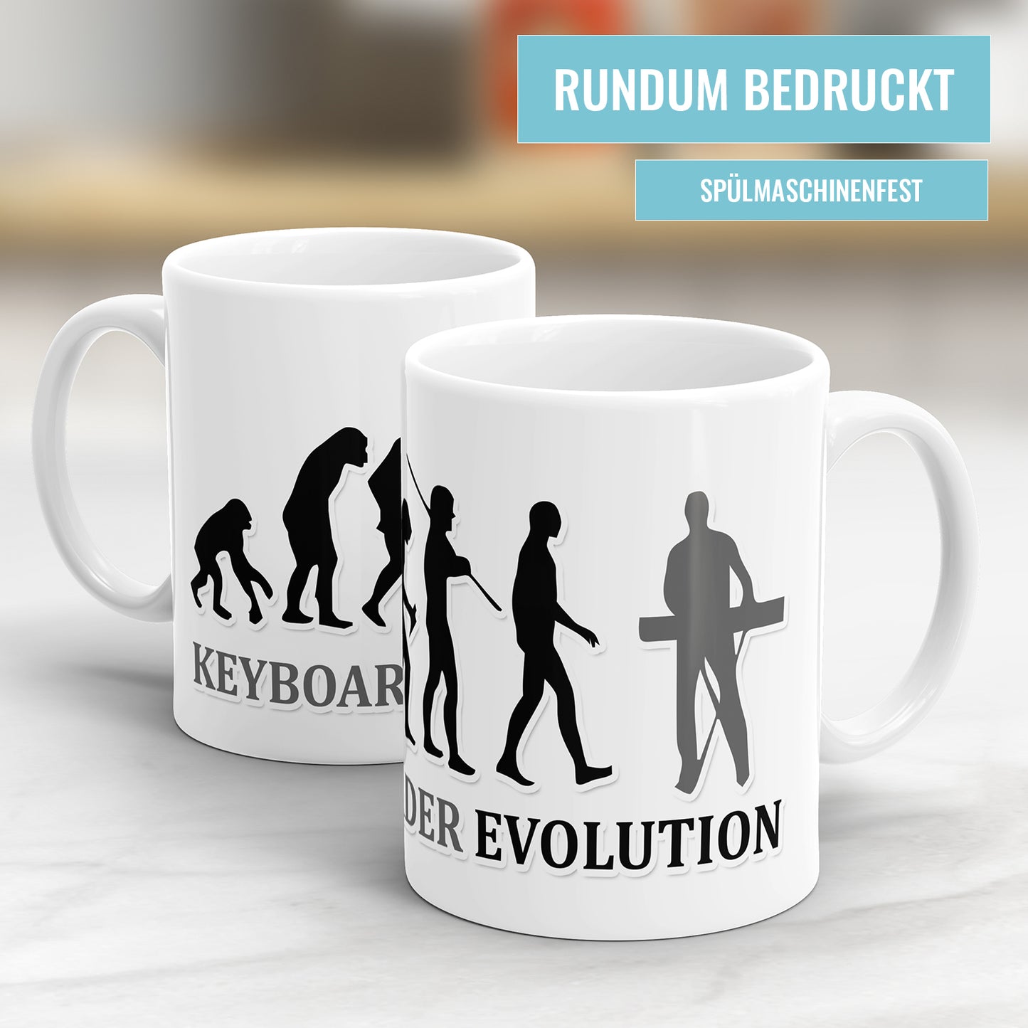 Keyboarder Evolution Tasse - Geschenkidee für Keyboarder