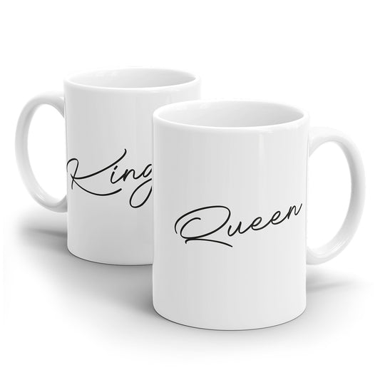 King Queen Schreibschrift Style Partner Couple Tasse