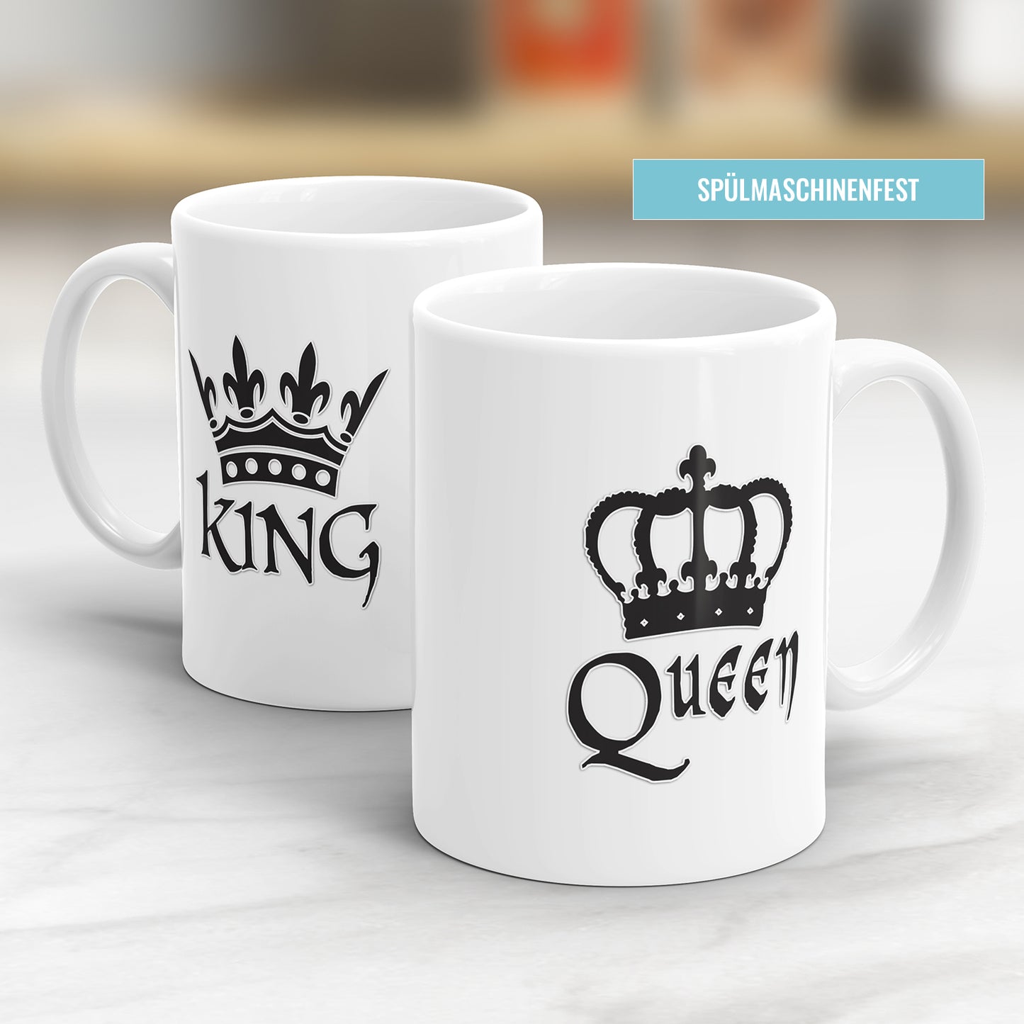 King Queen Krone Gold Partner Couple Tasse