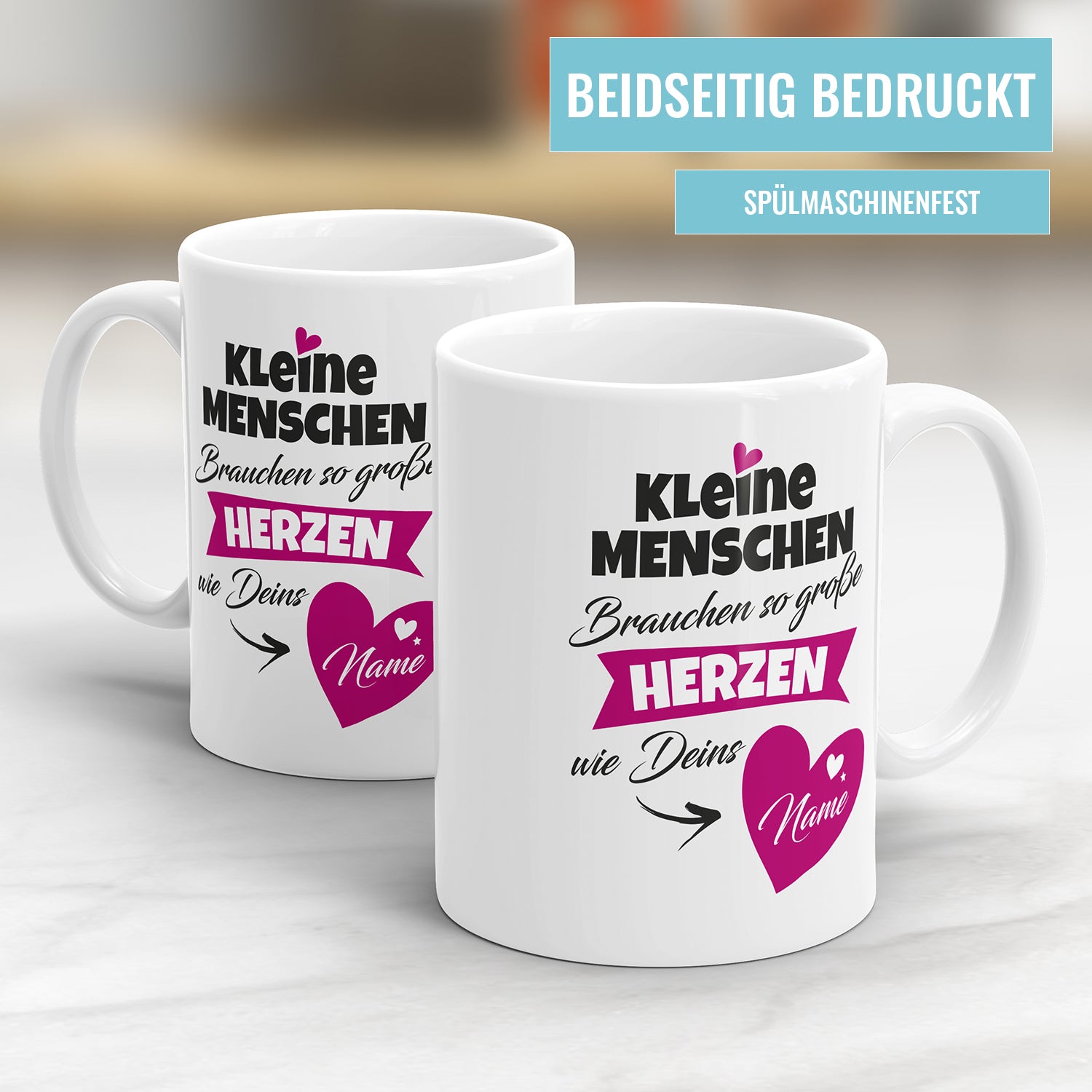 Kleine Menschen brauchen so große Herzen wie deins mit Namen - Erzieherin Tasse - Fulima