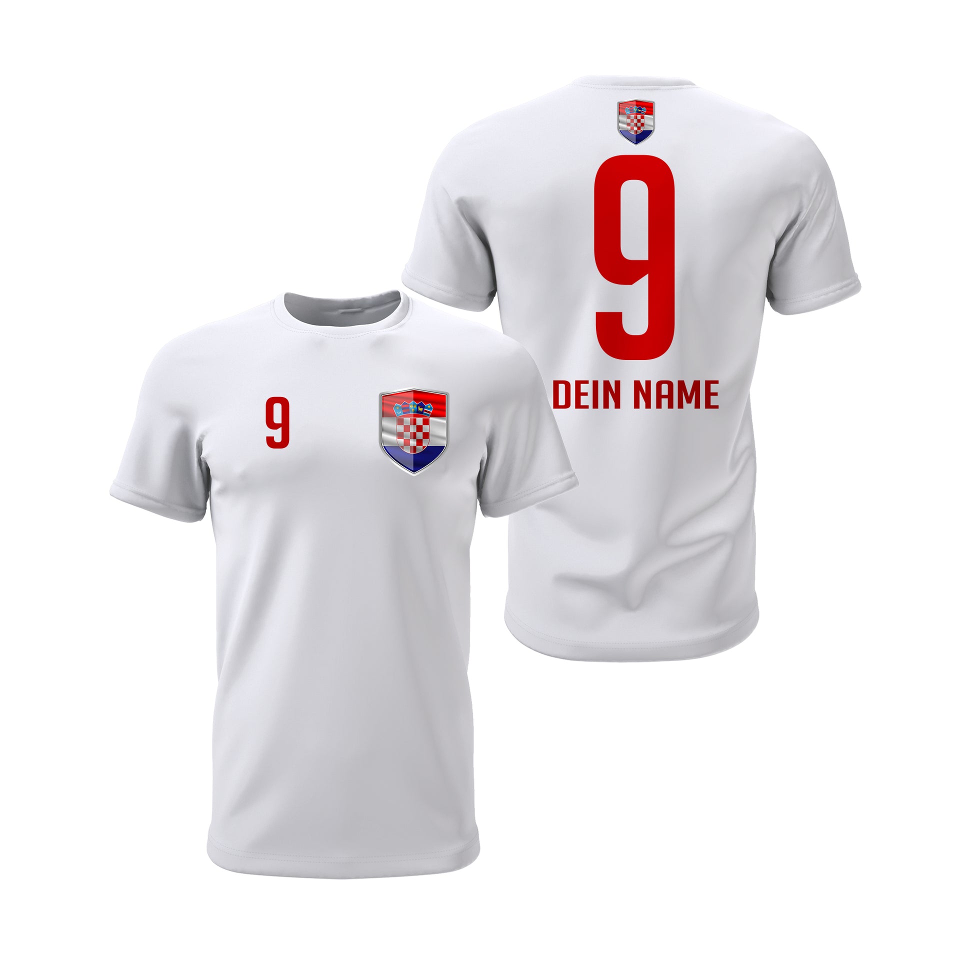 Kroatien Shirt mit Wappen und individueller Nummer & Name Weiß - FULiMA®