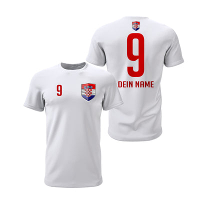 Kroatien Shirt mit Wappen und individueller Nummer & Name Weiß - FULiMA®