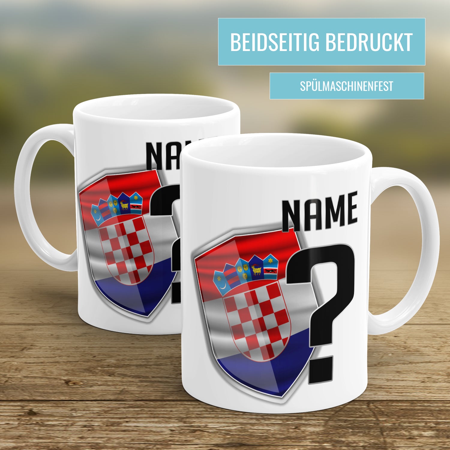 Kroatien Fan Tasse - Personalisiert mit Namen und Nummer - Fulima