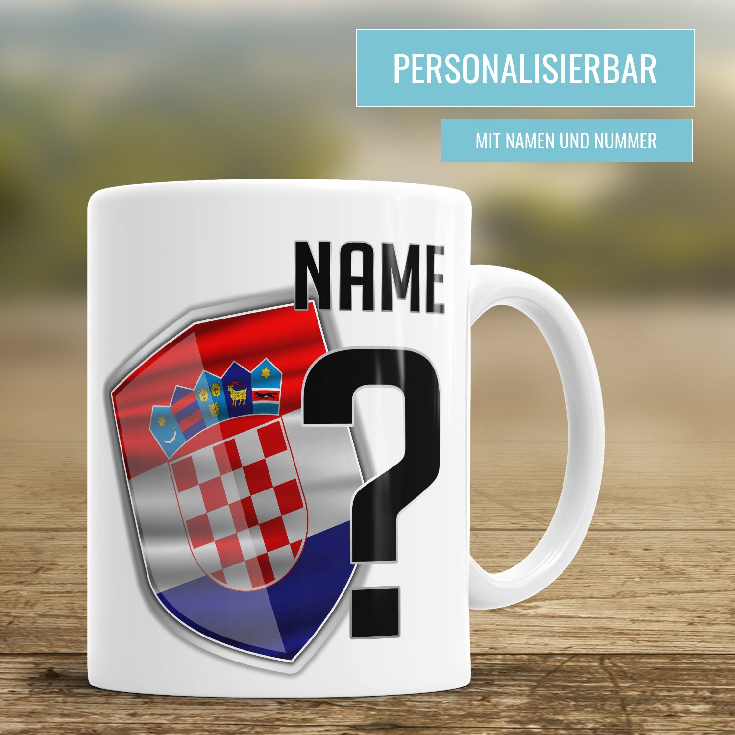 Kroatien Fan Tasse - Personalisiert mit Namen und Nummer - Fulima