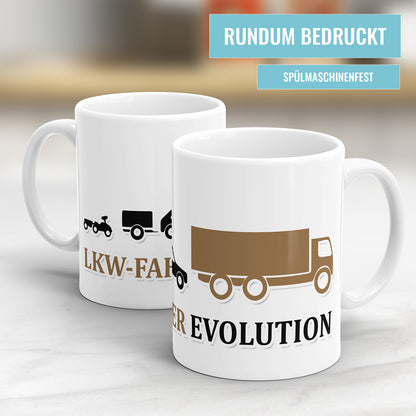 LKW Fahrer Evolution Tasse - Geschenkidee für LKW Fahrer - Fulima