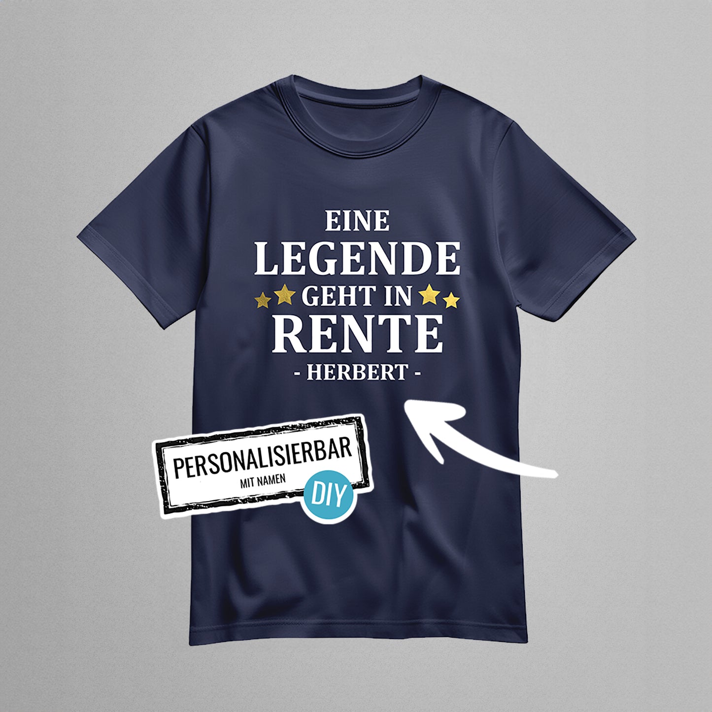 Rentner T Shirt - Eine Legende geht in Rente - Goldene Sterne mit Namen - Rente Geschenk - FULiMA®
