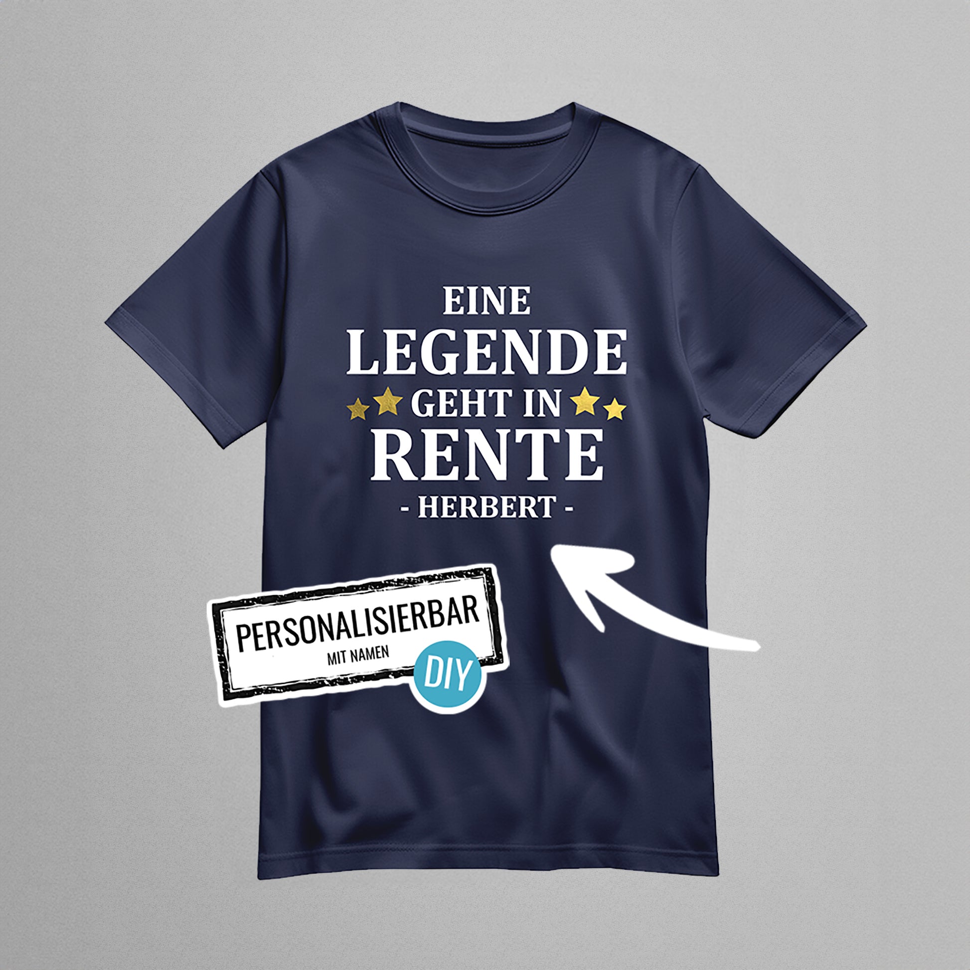 Rentner T Shirt - Eine Legende geht in Rente - Goldene Sterne mit Namen - Rente Geschenk - FULiMA®