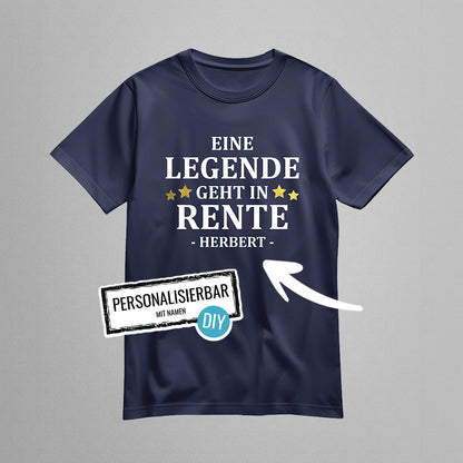 Rentner T Shirt - Eine Legende geht in Rente - Goldene Sterne mit Namen - Rente Geschenk - FULiMA®