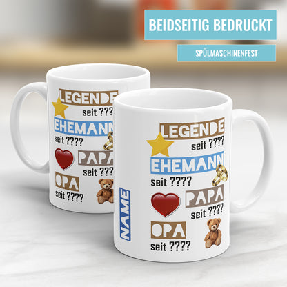 Legende - Ehemann - Papa - Opa seit personalisiert mit Wunschjahr - Opa Tasse - Fulima