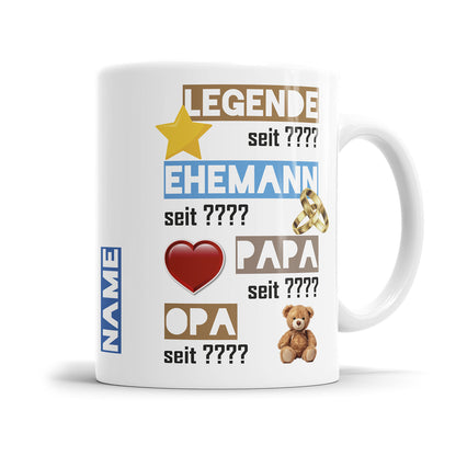 Opa Tasse Legende seit Ehemann seit Papa seit Opa seit personalisiert mit Namen und Daten Fulima