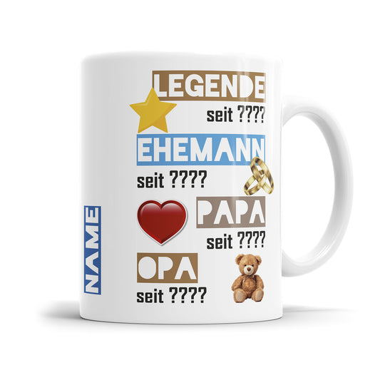Legende - Ehemann - Papa - Opa seit personalisiert mit Wunschjahr - Opa Tasse - Fulima