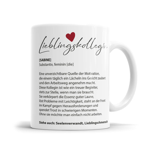 Definition Lieblingskollegin mit Wunschnamen - Arbeitskollegin Tasse - Fulima