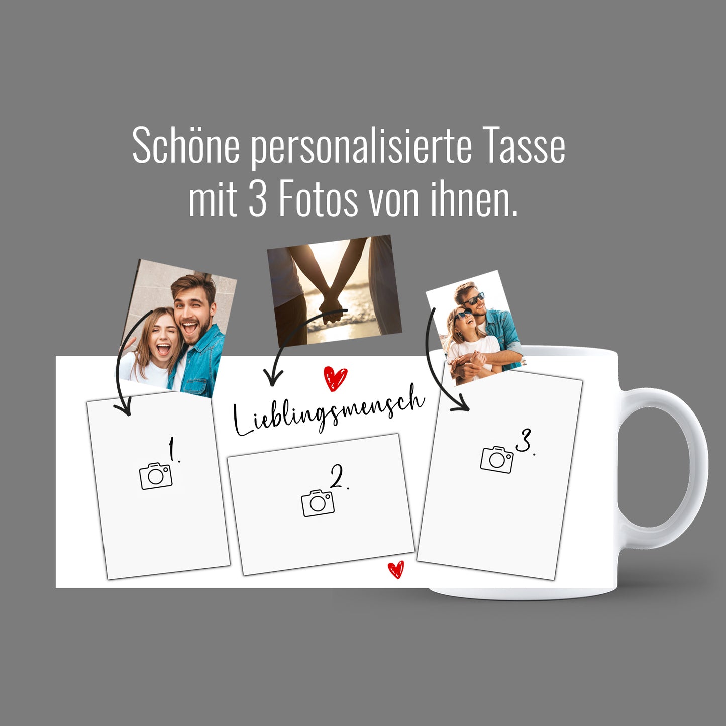 Lieblingsmensch Tasse personalisierbar mit 3 Fotos Ihrer Wahl