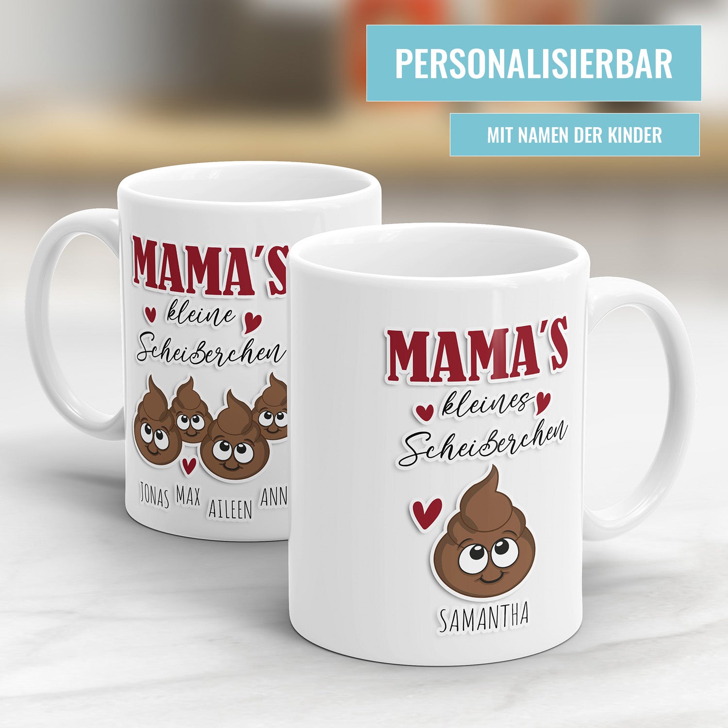 Mamas kleine Scheißerchen 1-4 Kinder Tasse personalisiert mit Namen der Kinder Fulima