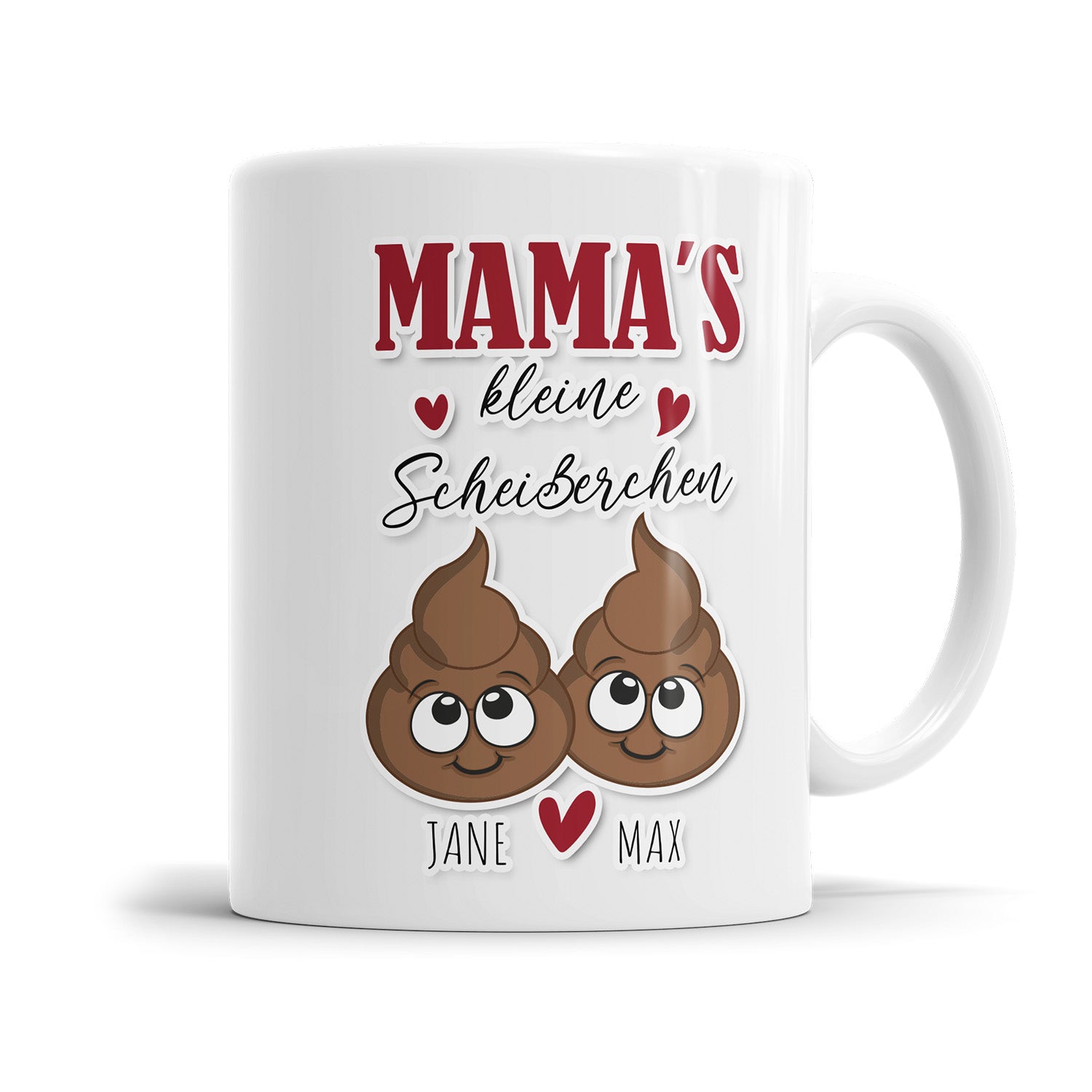 Personalisierte Mama Tasse - Mamas kleine Scheißerchen - Mit Namen der Kinder 2 Kinder - Fulima