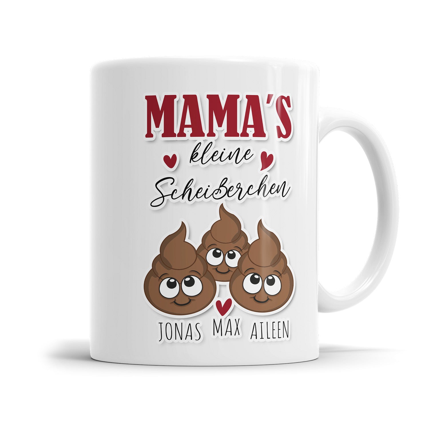 Personalisierte Mama Tasse - Mamas kleine Scheißerchen - Mit Namen der Kinder 3 Kinder - Fulima