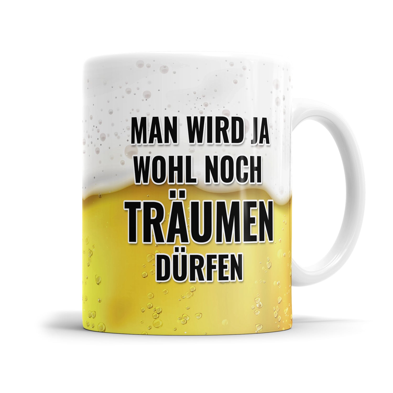 Lustige Bier Sprüche Tasse – 'Man wird ja wohl noch träumen dürfen' – Geschenkidee - Fulima