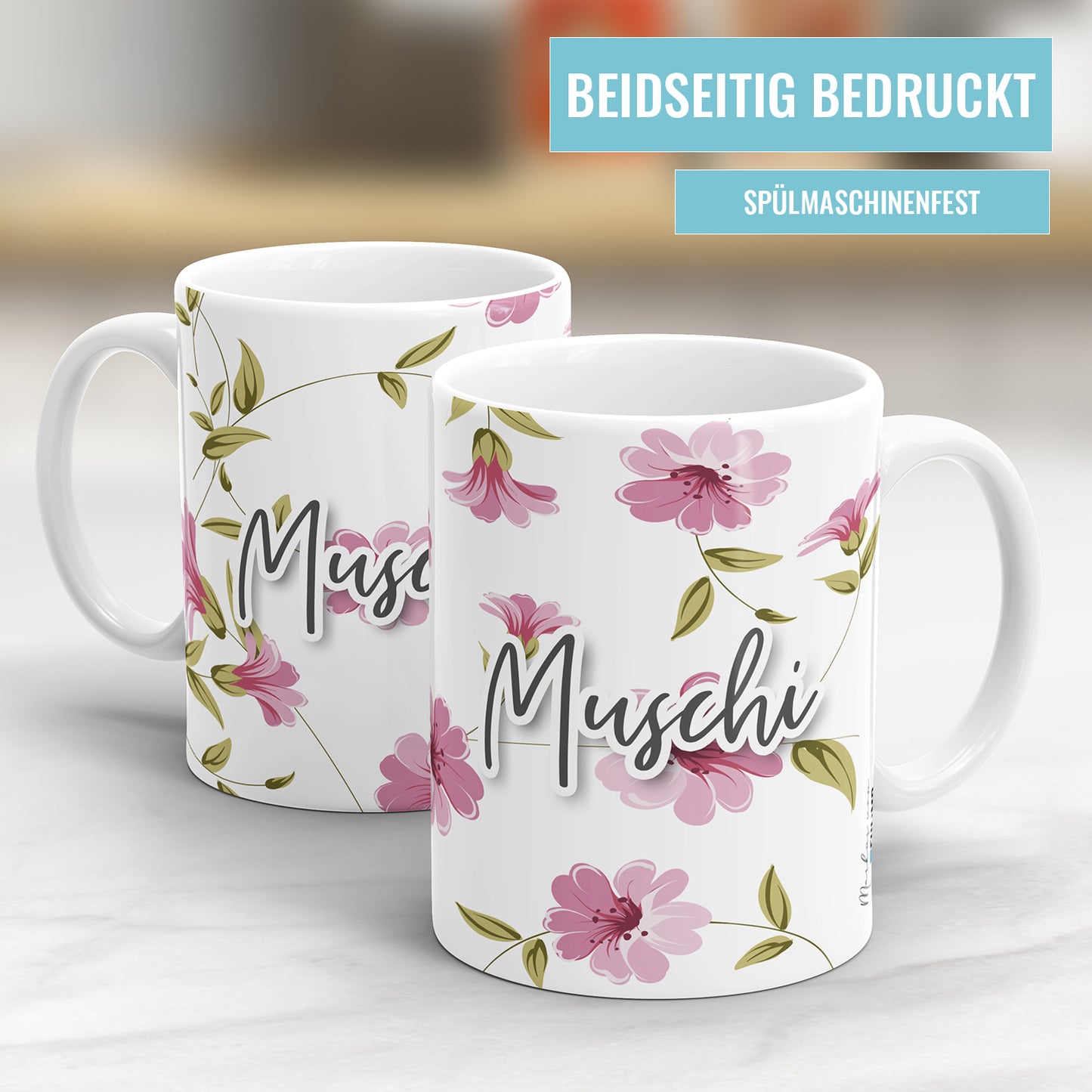 Muschi Blumen freche Tasse mit Spruch