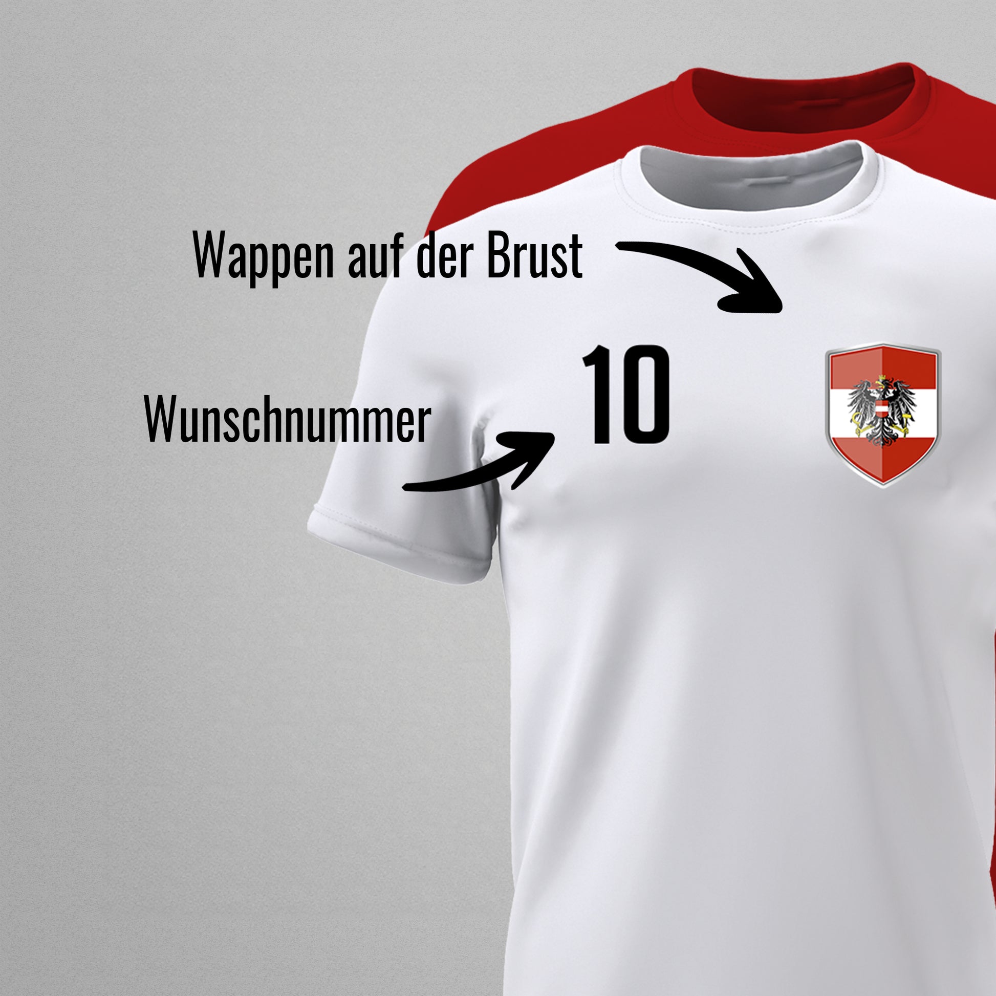 Österreich Shirt mit Wappen und individueller Nummer & Name - FULiMA®