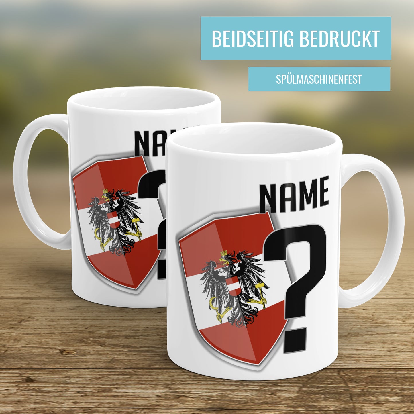 Österreich Fan Tasse - Personalisiert mit Namen und Nummer - Fulima