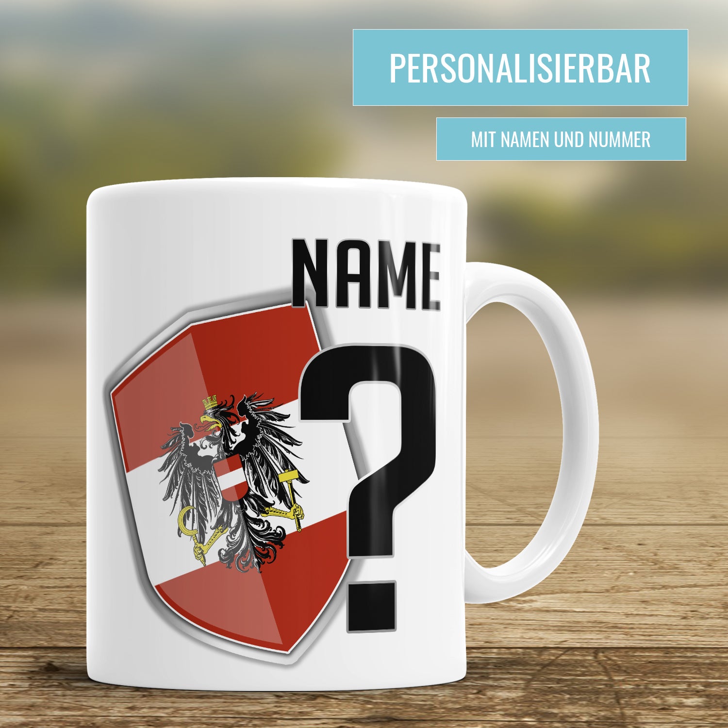Österreich Fan Tasse - Personalisiert mit Namen und Nummer - Fulima