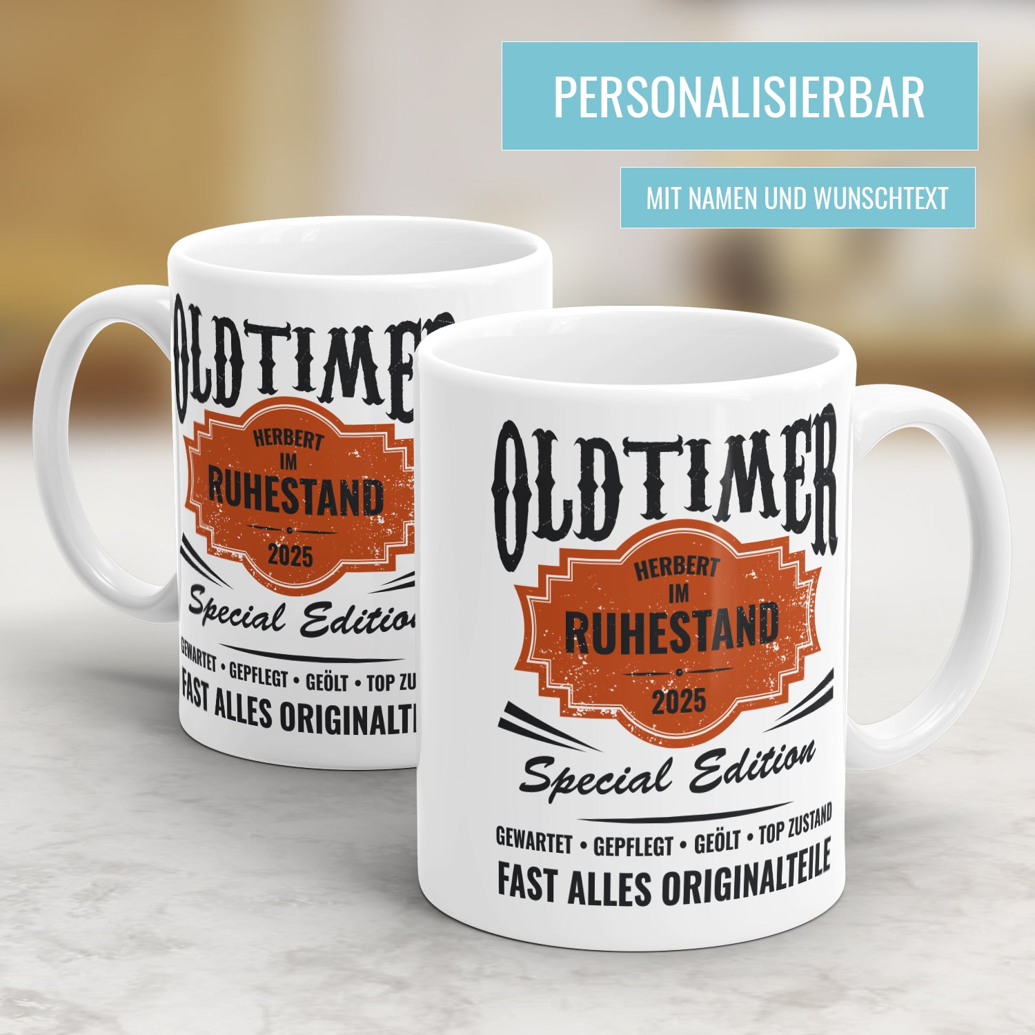 Oldtimer - Name - im Ruhestand - Rente 2025 - Tasse - Fulima