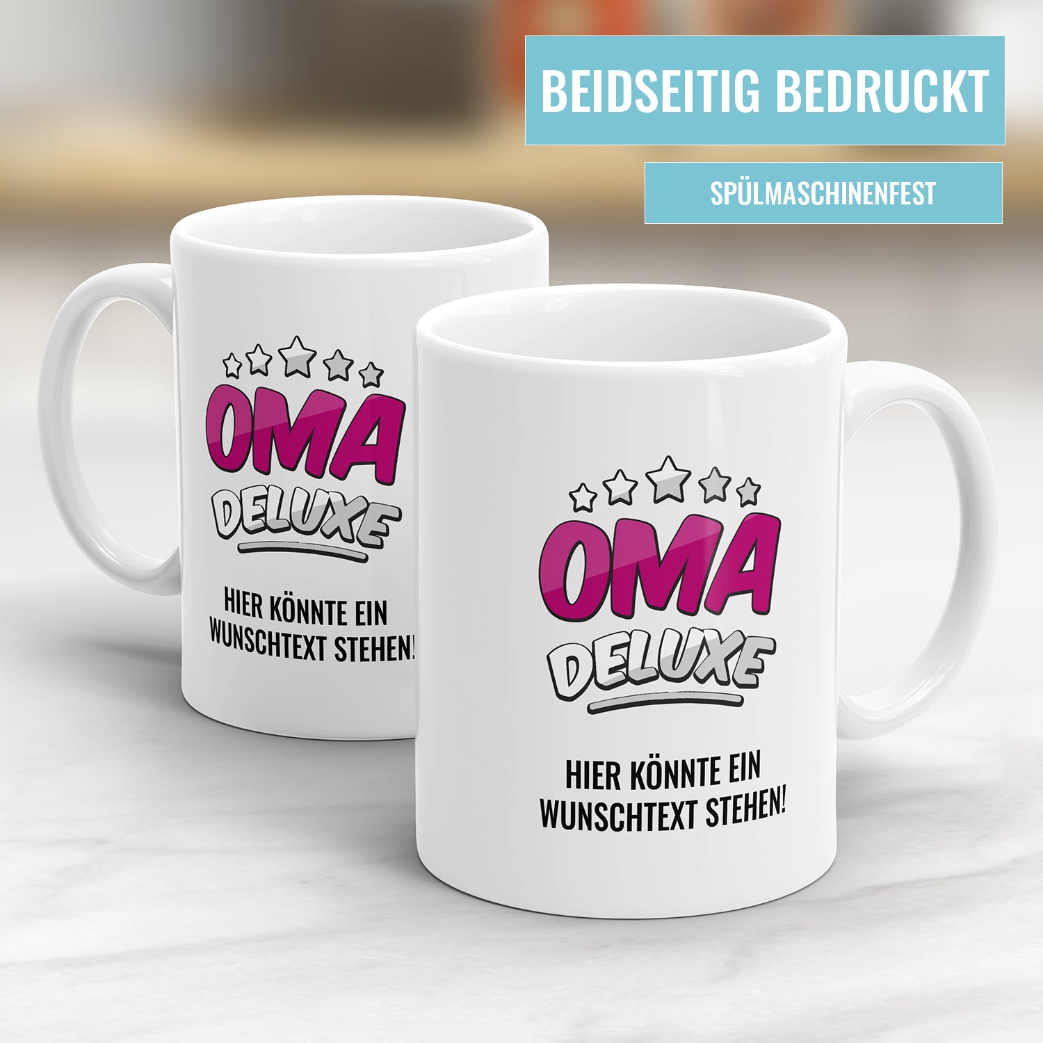 Oma Deluxe 5 Sterne mit Wunschtext - Oma Tasse - Fulima