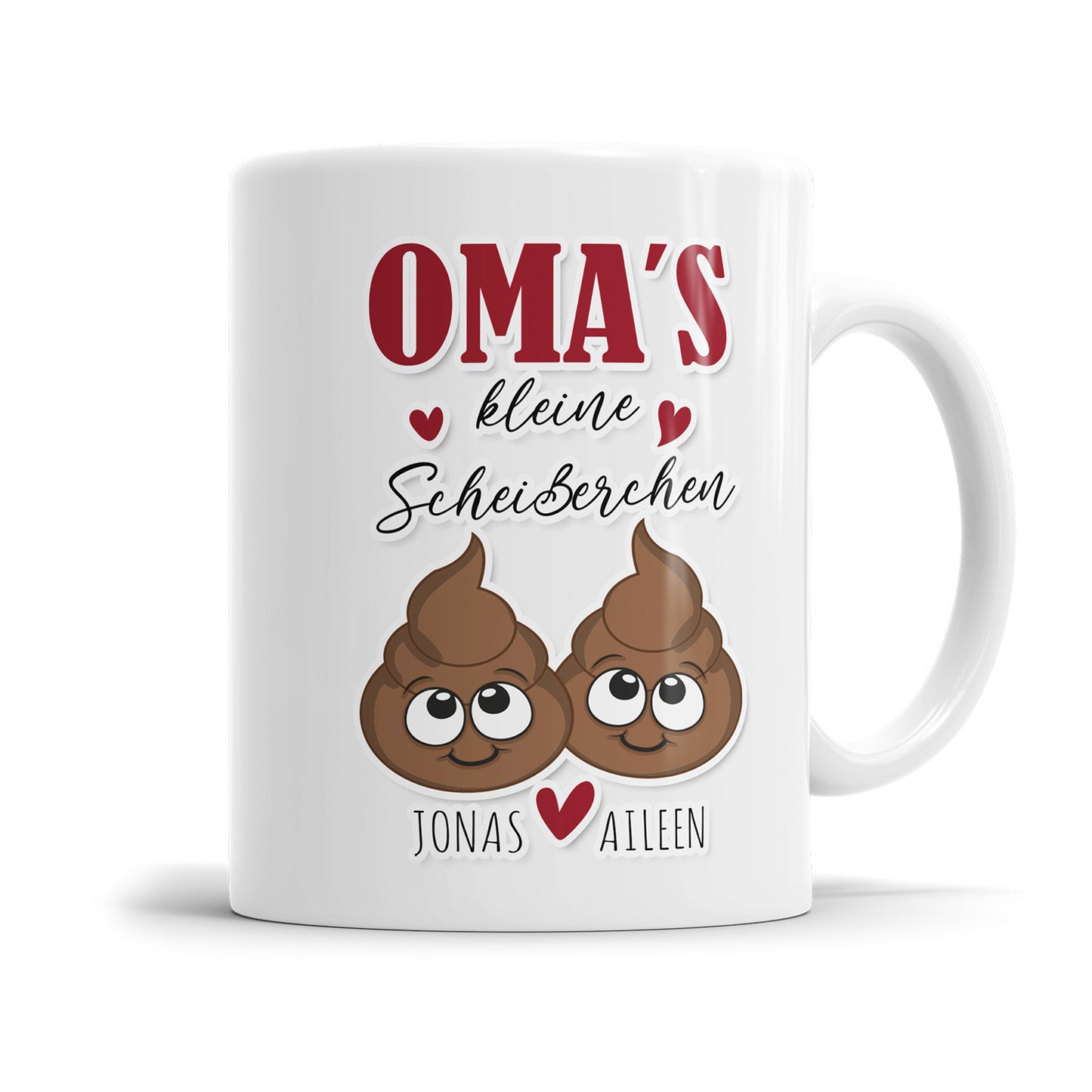 Tasse für Oma - Omas kleine Scheißerchen 1-4 Kinder Tasse personalisiert mit Namen der Enkel